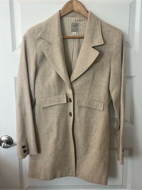 Vintage Wah Maker Linen-Blend Tailored Gambler Blazer SZ 4